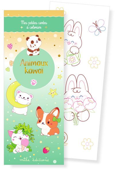Animaux kawaï - Mes petites cartes à colorier 35 illustrations à personnaliser