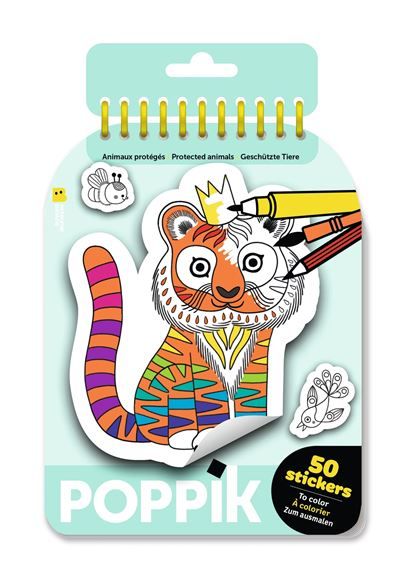 Animaux protégés - 50 stickers repositionnables à colorier