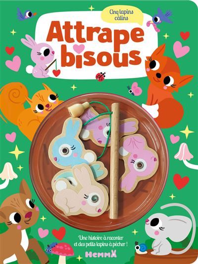 Attrape bisous - Cinq lapins câlins - Une histoire à raconter et des petits lapins à pêcher ! -  - Kim Faria