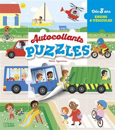 Autoc. puzzles - engins et veh Avec 36 pièces autocollantes