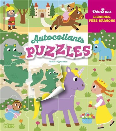 Autoc. puzzles - licornes fees Avec 36 autocollants