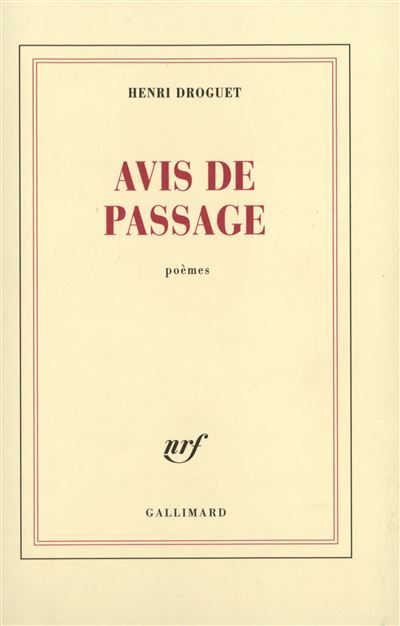 Avis de passage Poèmes