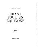 Chant pour un équinoxe