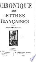 Chronique des lettres françaises