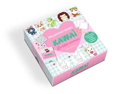 Coffret - Mes premiers dessins kawaï - Les bébés animaux Avec 1 livre, 2 planches de stickers, 5 feuilles et 1 crayon-gomme