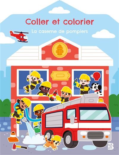 Coller et colorier - La caserne de pompiers