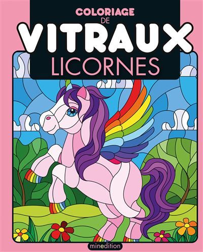 Coloriage de vitraux - Licornes -  Collectif