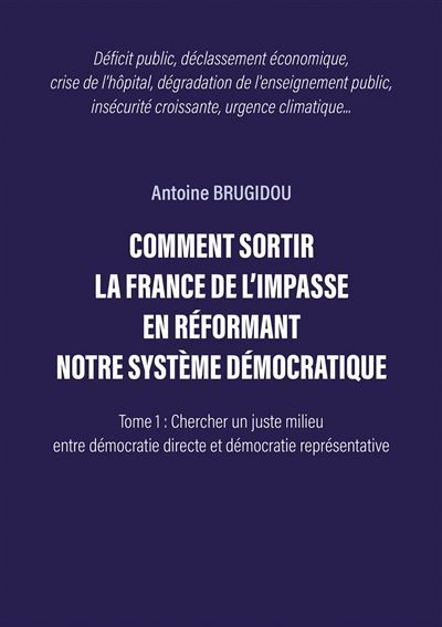 Comment sortir la france de l'impasse en réformant notre système démocratique Tome 1 : Chercher un juste milieu entre démocratie directe et démocratie représentative
