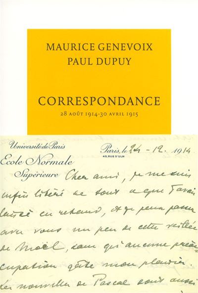Correspondance 28 août 1914 - 30 avril 1915