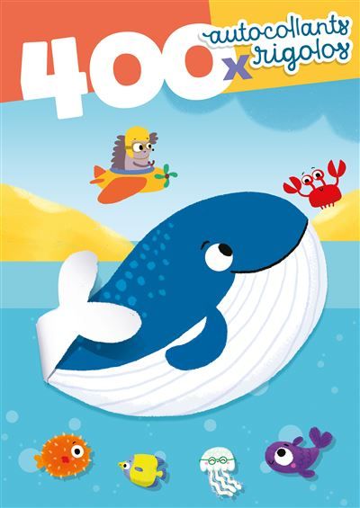 Couverture rose baleine - 400 autocollants rigolos 12 pages d'autocollants réutilisables + 1 livret de paysages