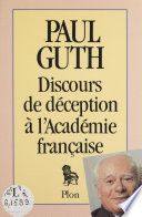 Discours de déception à l'Académie française