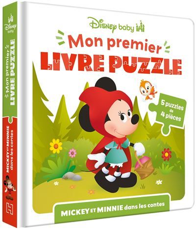 DISNEY BABY - Mon Premier livre puzzle - 4 pièces - Mickey et Minnie dans les contes 5 puzzles 9 pieces