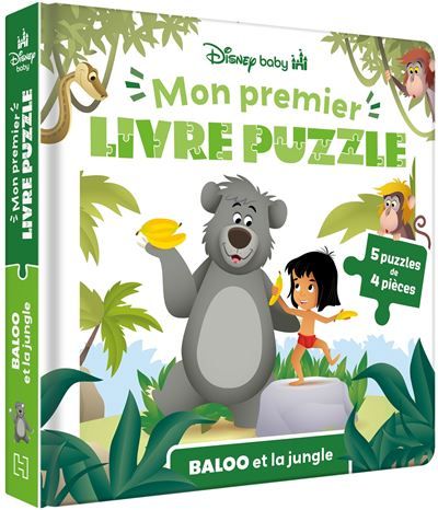 DISNEY BABY - Mon Premier Livre Puzzle - 5 puzzles 4 pièces - Baloo et la Jungle