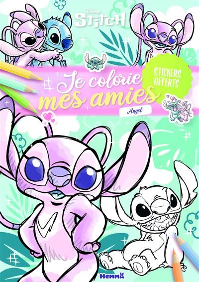 Disney Stitch - Je colorie mes amies - Angel - Stickers offerts