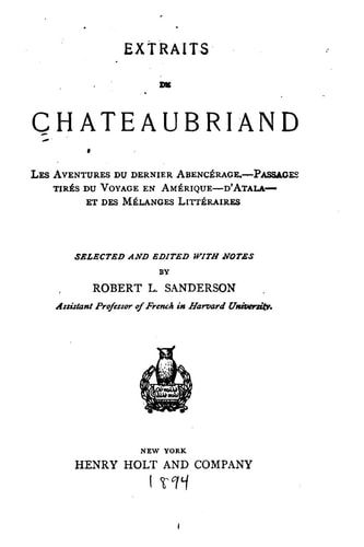 Extraits de Chateaubriand, les Aventures du Dernier Abencérage