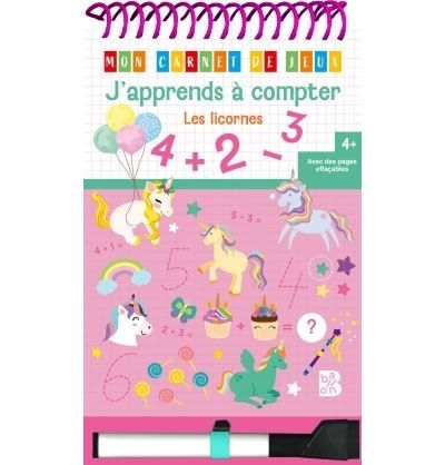 J'apprends à compter - Les licornes + feutre effacable
