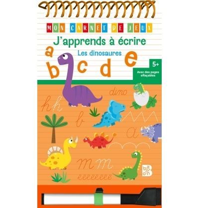 J'apprends à écrire - Les dinosaures + feutre effacable