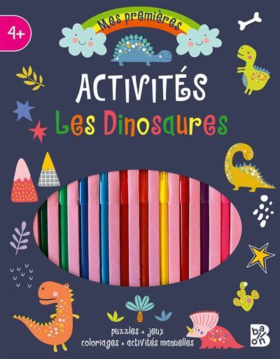 Kits d'activités manuelles - Les dinosaures + 10 feutres