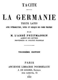 La Germanie: Texte latin avec introduction, notes et lexique des noms propres