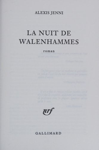 La nuit de Walenhammes roman