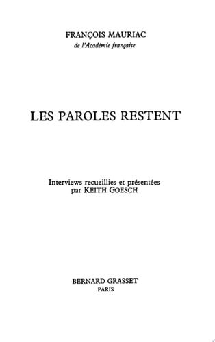 Les paroles restent