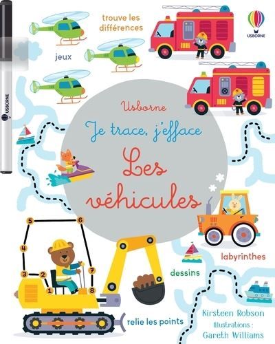 Les véhicules - Je trace, j'efface - Dès 3 ans + 1 feutre