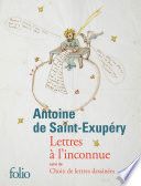 Couverture de Lettres à l'inconnue suivi de Choix de lettres dessinées par Antoine De Saint-Exupéry