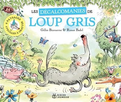 Loup gris en décalcomanies