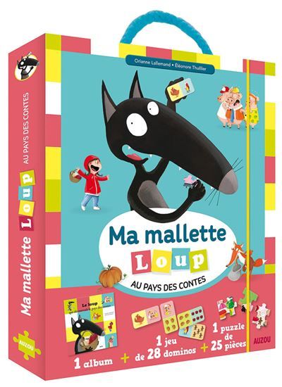 Ma p'tite mallette - Loup au pays des contes 1 album + 1 jeu de 28 dominos + 1 puzzle de 25 pièces