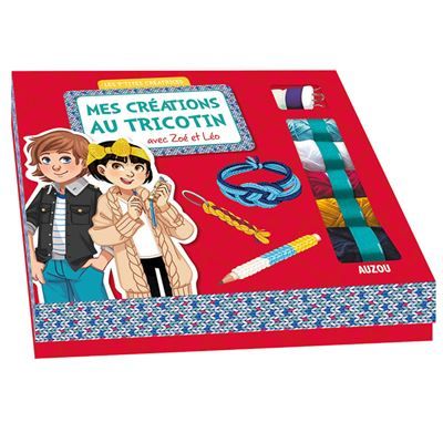 Mes créations en tricot avec Zoé et Léo - Les p'tites créatrices Livre avec 5 pelotes et 1 tricotin