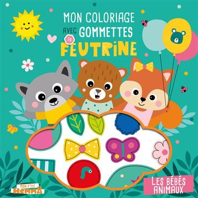 Mon P'tit Hemma - Mon coloriage avec gommettes en feutrine - Les bébés animaux -  Carotte Et Compagnie