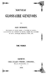 Nouveau Glossaire Genevois, tome 1/2