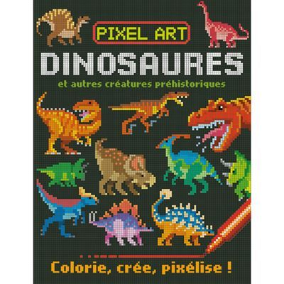 Pixel art - dinosaures Avec un poster géant à colorier