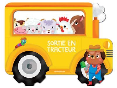 Sortie en tracteur Livre tout-carton avec poignée et formes découpées