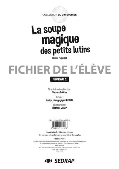 Soupe magique des petits lutins - fichier cp Fichier CP avec CD audio