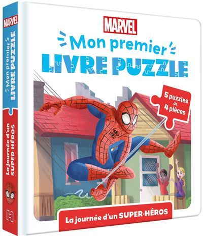 SPIDER-MAN - Mon Premier Livre Puzzle - 4 pièces - La journée d'un Super-Héros - MARVEL